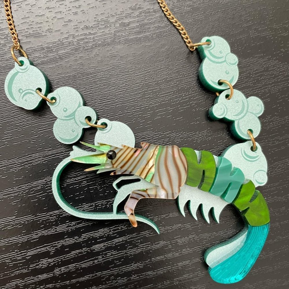 Tatty Devine Pearly Prawn Green Necklace
